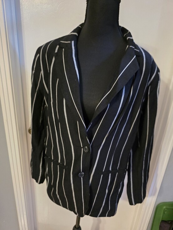 a new day Jackets & Blazers - Black Blazer with White Pinstripes